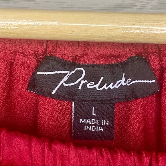 Prelude Shimmer On or Off the Shoulder Lantern Sleeve Tie Side Top - Size Large - Picture 4 of 10